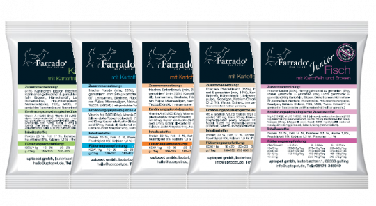100 gr. d'échantillons de nourriture sèche Farrado, sans céréales et sans gluten 